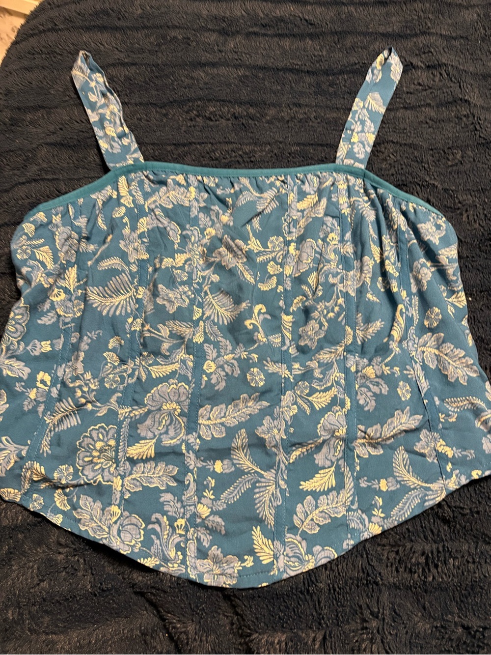 torrid Teal Floral Tank Top with Cream Accents